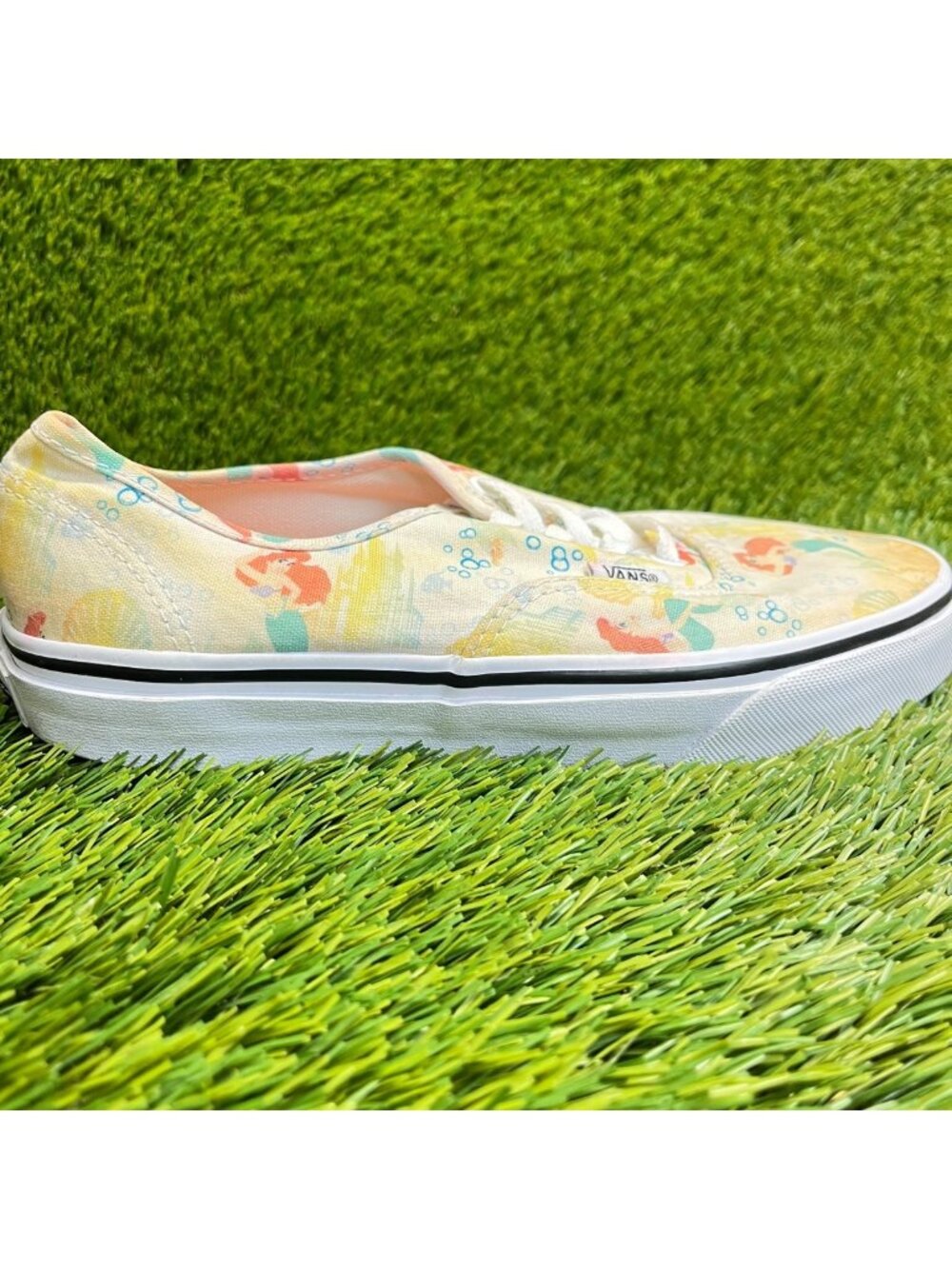 Vans Authentic Disney Mermaid Womens Size 7 Yellow White Athletic Shoes Sneakers